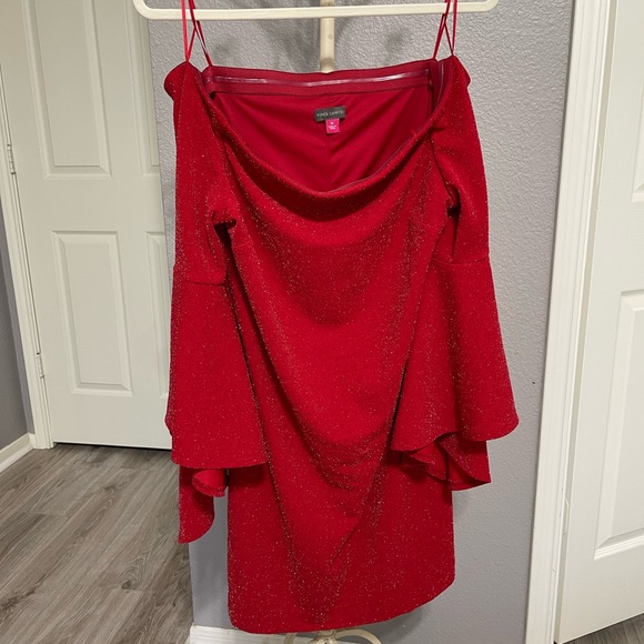 Sparkly Red Off Shoulder Cocktail Dress - Picture 2 of 4